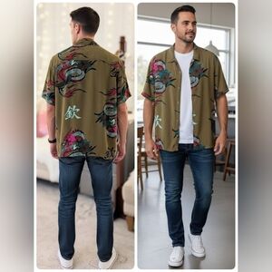 Brooklyn Cloth Dragon Graphic Short Sleeve Shirt Mens Size L